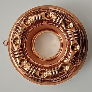 Vintage Farmhouse Copper Aluminum Jello Ring Mold Bundt Cake Kitchen Wall Decor